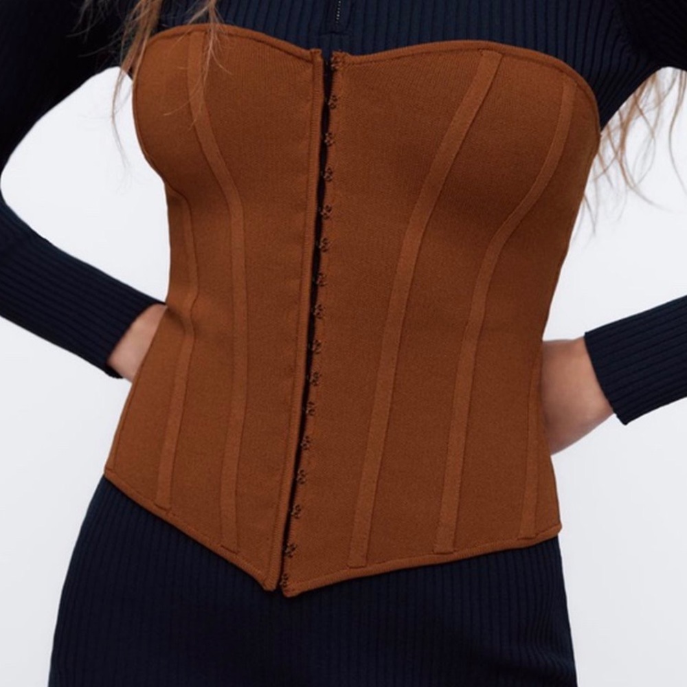 ZARA BROWN CORSET TOP